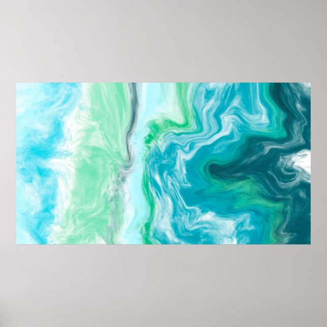 Azul, aguas turquesas, arte digital fluido (Frente)