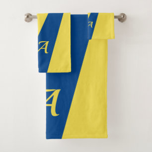 Azul amarillo moderno elegante chic audaz monogram