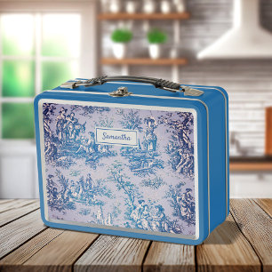 Azul añejo Toile De Jouy Francés País Teal Vintage