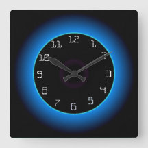Azul/Aqua iluminado en negro> reloj de pared