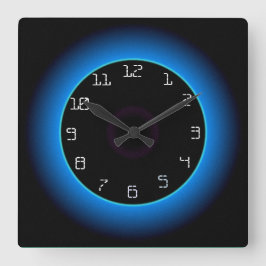 Azul/Aqua iluminado en negro> reloj de pared