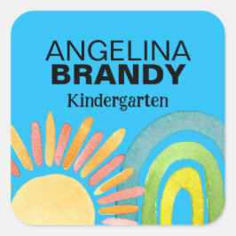 Azul arcoiris y sol primer día de etiqueta para ni