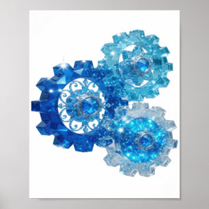Azul Atractivo Impresión de ENGRANAJE AZUL