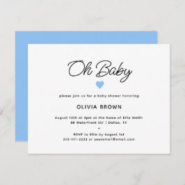 Azul blanco moderno Oh Invitación Baby Shower