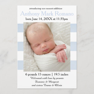 Azul/blanco raya la foto - invitación del