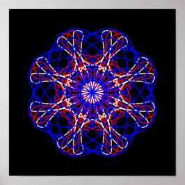 Azul blanco rojo negro abstracto arte Kaleidoscopi