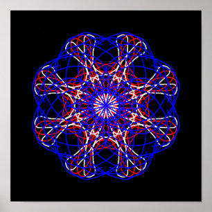 Azul blanco rojo negro abstracto arte Kaleidoscopi