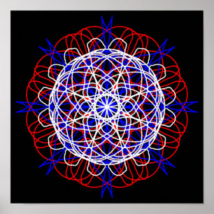 Azul blanco rojo negro abstracto arte Kaleidoscopi