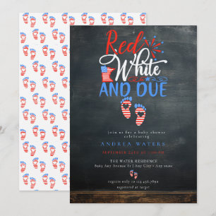 Azul blanco rojo Patriótico Invitaciones a la du