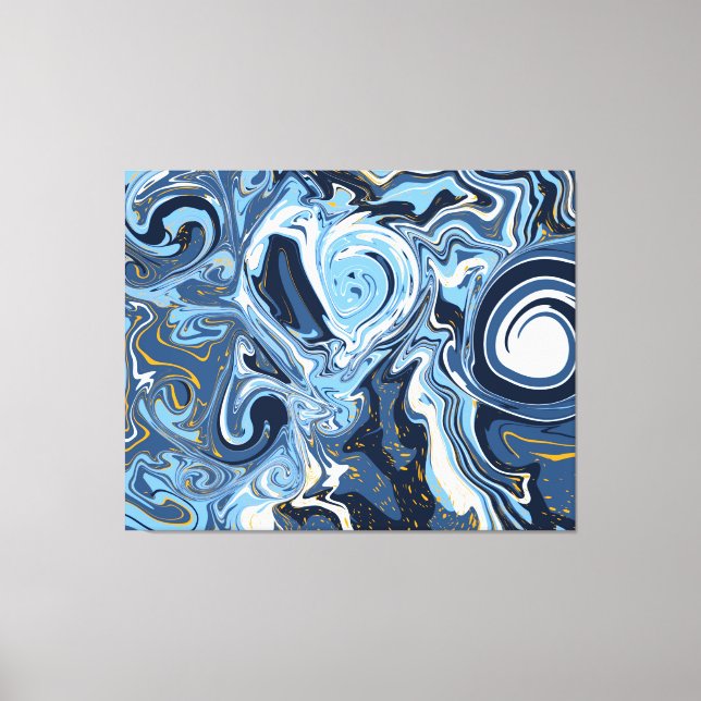 Azul, blanco y dorado Mueve arte fluido (Anverso)