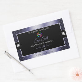 Azul brillante negro lujoso con etiqueta de produc