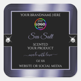 Azul brillante negro lujoso con etiqueta de produc