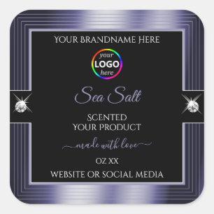 Azul brillante negro lujoso con etiqueta de produc