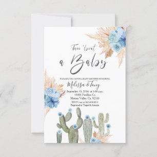 AZUL Cactus Taco 'sobre BABY Boy Shower Invitación