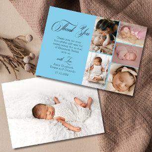 Azul Celeste Chic Seis Fotos Agradecimiento Baby S