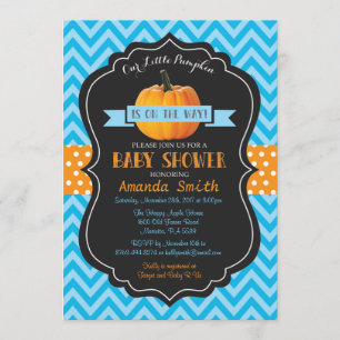 Azul Chevron de la invitación de Baby Shower de la