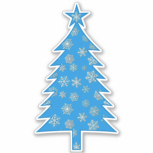 Azul cielo con copas de nieve Pegatina de árbol de