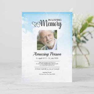 Azul cielo Funeral orden de servicio Invitación