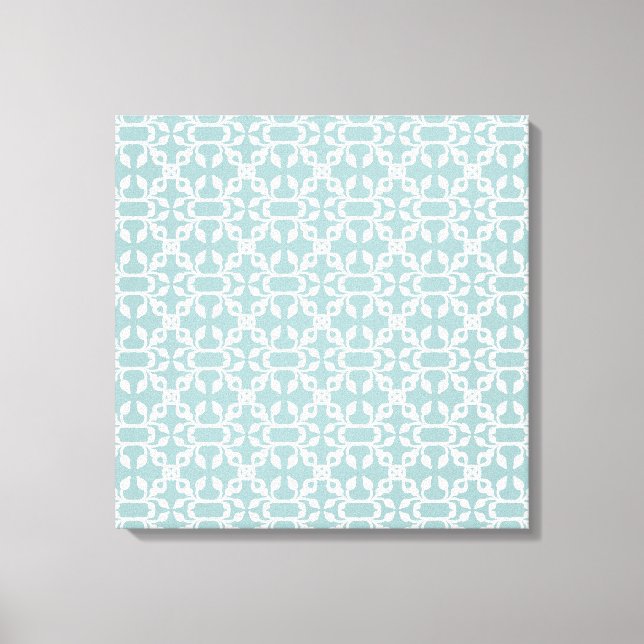 Azul Claro Y Blanco Art Decó Arte De Pared Moderno (Anverso)