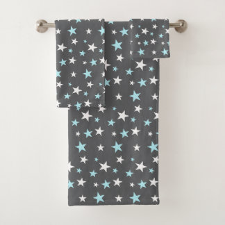 Azul Claro y Estrellas Blancas sobre Gris