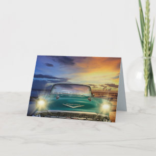 AZUL CLÁSICO DEL COCHE PARA ÉL TARJETAS DE CUMPLEA