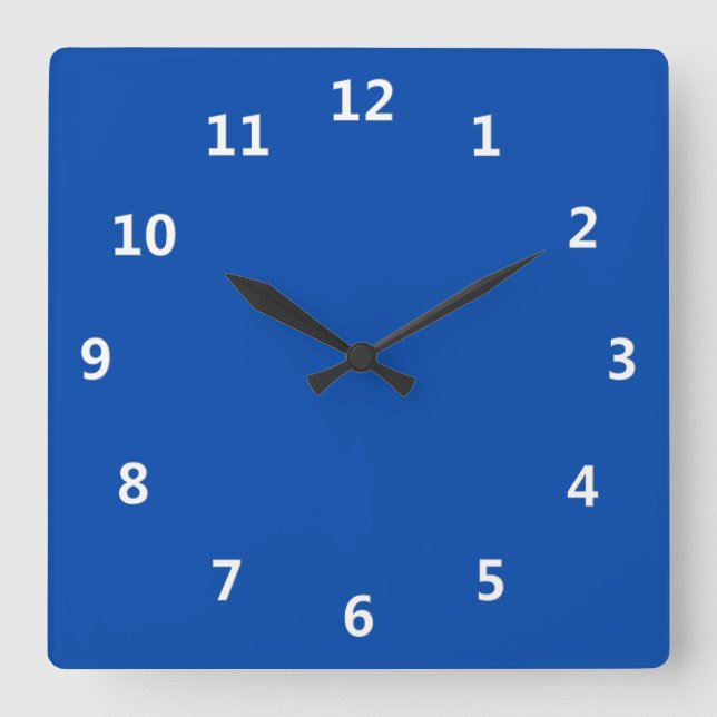 Azul cobalto sólido con reloj de pared de números  (Anverso)