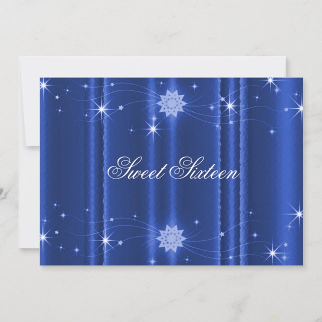 Azul con estrellas dulce dieciséis invitaciones (Anverso)