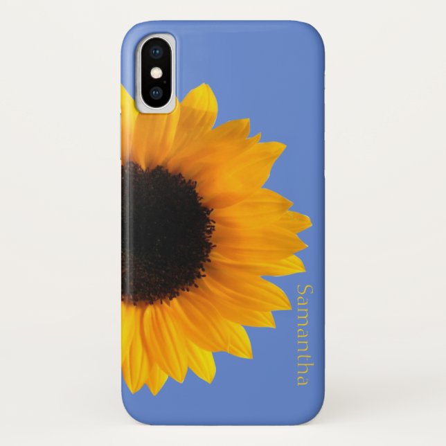 Azul con Funda de iphone X amarillo girasol (Reverso)