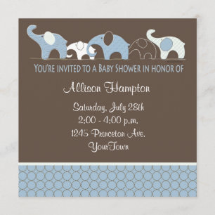 Azul con invitaciones para la ducha de elefante ma