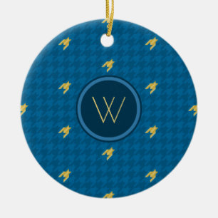 Azul con ornamento de gala dorada acento