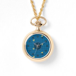 Azul con reloj de pulsera con acento dorado