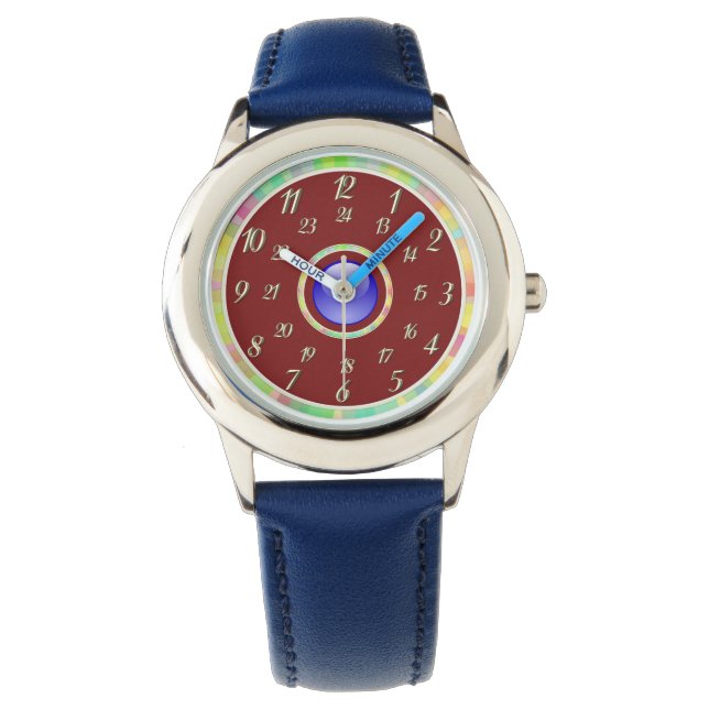 Azul con reloj rojo medio (Anverso)