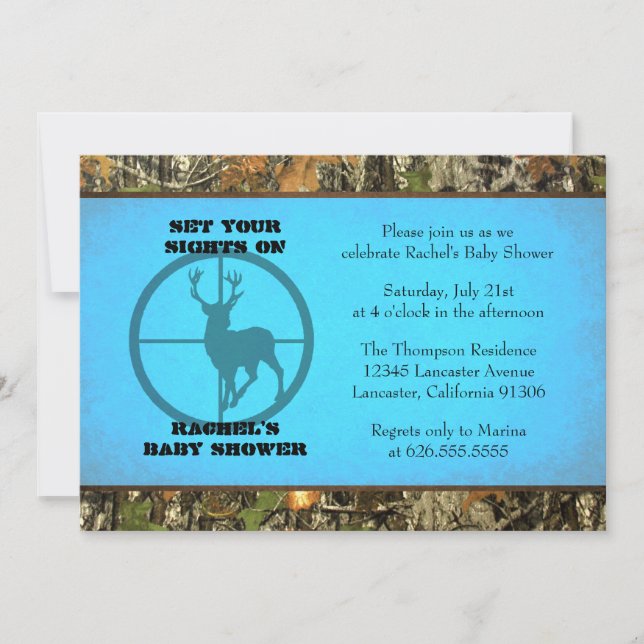 Azul de Camo - invitaciones de la ducha del bebé (Anverso)