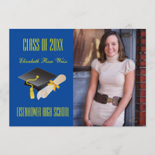 Azul de Cap y Diploma - Invitación de graduación