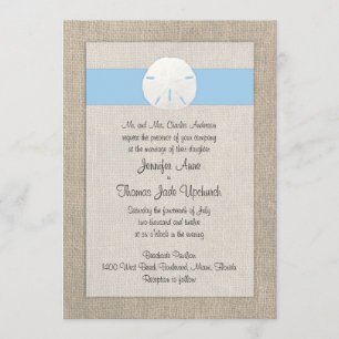 Azul de cielo de la invitación de la boda de playa