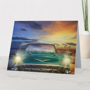 AZUL DE COCHE CALÁSICO PARA ÉL TARJETAS DE CUMPLEA