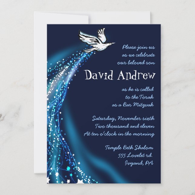 Azul de elevación de la invitación de Mitzvah de (Anverso)