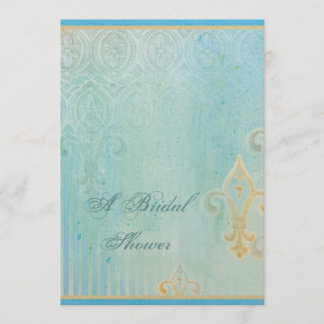 Azul de Fleur di Lys Damask 2 - invitación de la
