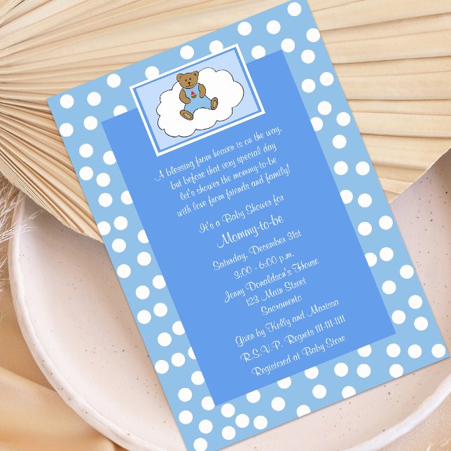Azul de invitación a Baby Shower religiosa cristia (Subido por el creador)