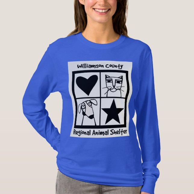 Azul de la camiseta de manga larga del personal de (Anverso)