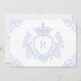 Azul de la Cresta Heraldica Invitación de Bautismo