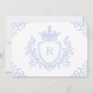 Azul de la Cresta Heraldica Invitación de Bautismo