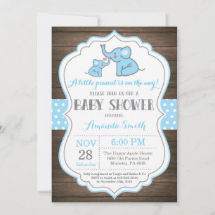 Azul de la invitación a Baby Shower para elefantes