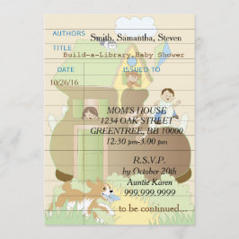 Azul de la invitación de Baby Shower "Build-a-Libr