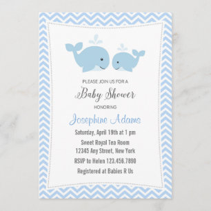 Azul de la invitación de Baby Shower de la ballena