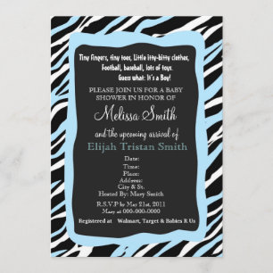 Azul de la invitación de Baby Shower del estampado