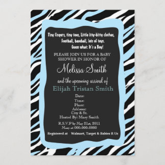 Azul de la invitación de Baby Shower del estampado