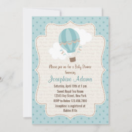 Azul de la invitación de Baby Shower del globo del