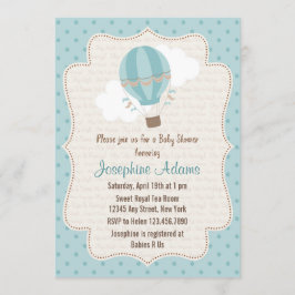 Azul de la invitación de Baby Shower del globo del