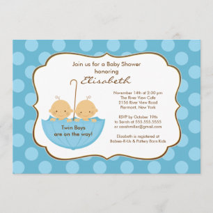 Azul de la invitación de Baby Shower del paraguas